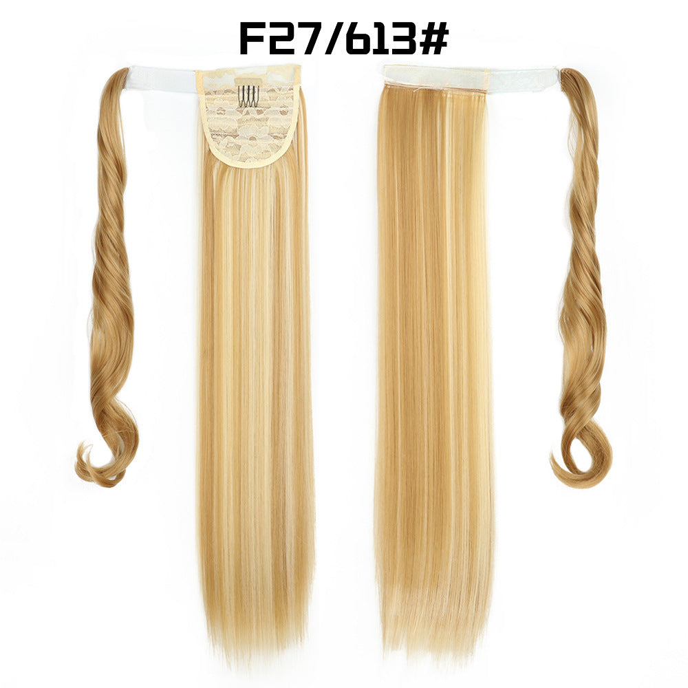 European And American Long Straight Hair Velcro Ponytail