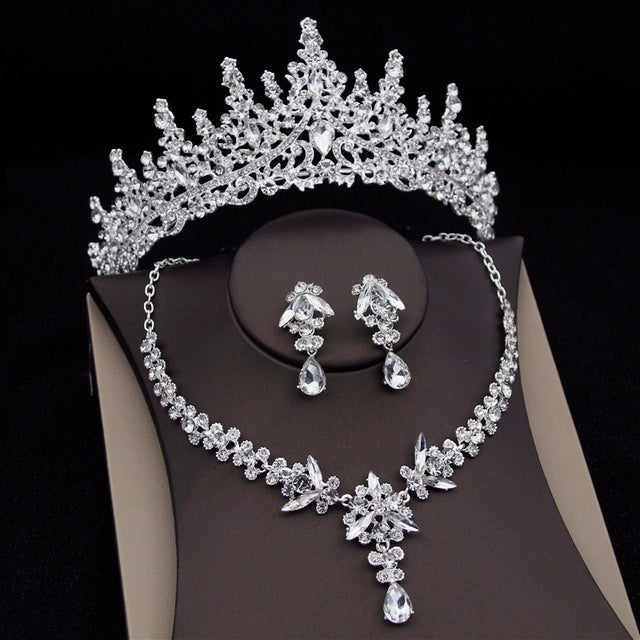 Royal Queen Bridal Jewelry Sets For Women Luxury Tiaras Crow