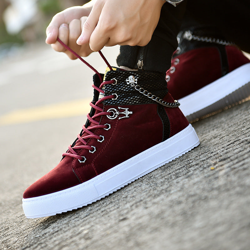 Chain canvas shoes high-top casual sneakers