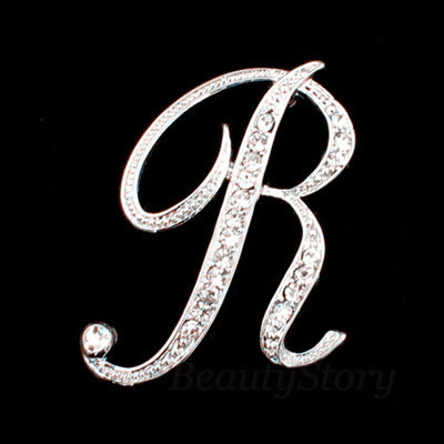 English letter brooch with diamonds