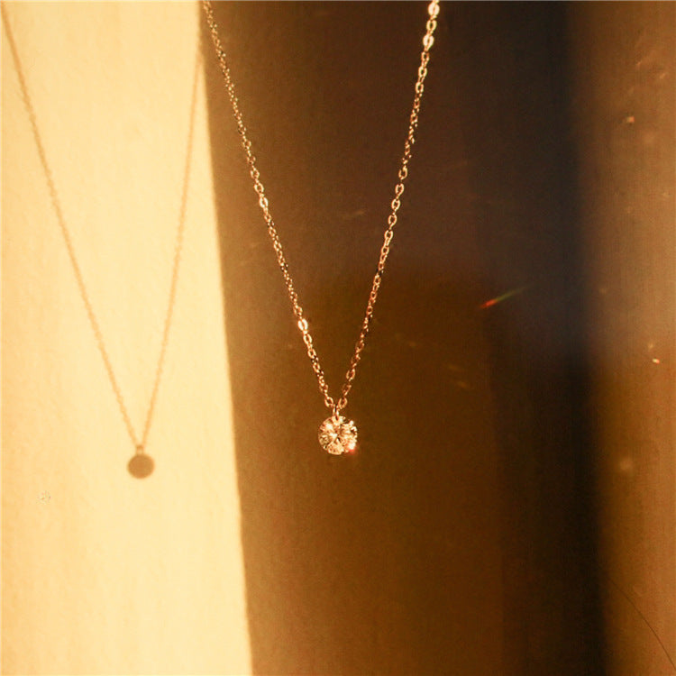 Single zircon and diamond necklace