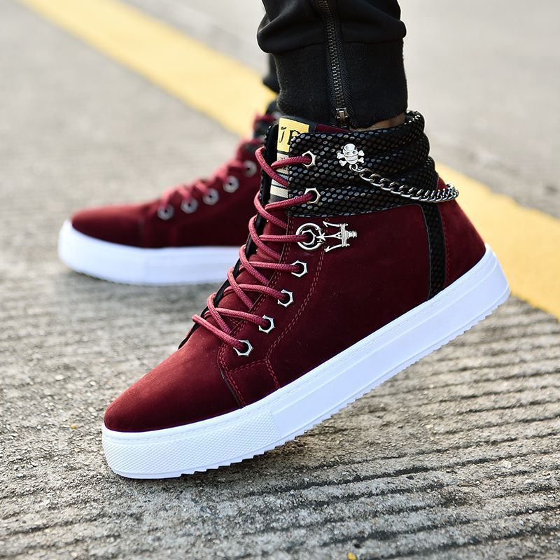 Chain canvas shoes high-top casual sneakers