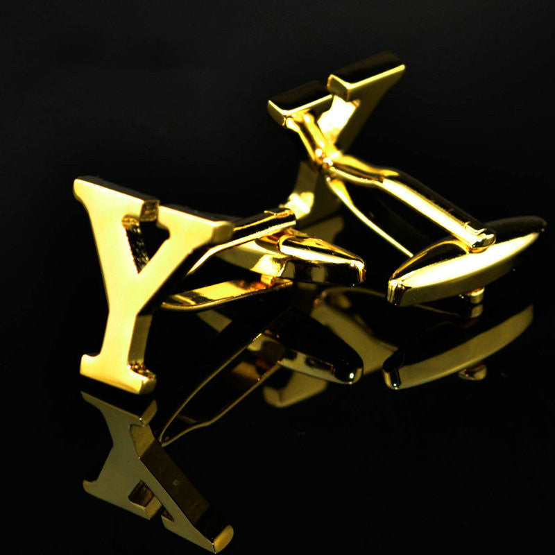 A-Z plated 14K gold letters cufflinks cufflinks