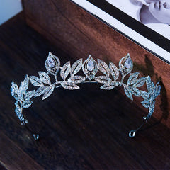 New Korean Bride Zircon Crown Alloy Rhinestone Accessories Princess Leaves Wedding Headdress