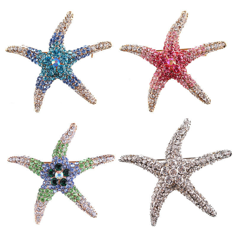 Women's Fashionable All-match Diamond Starfish Brooch