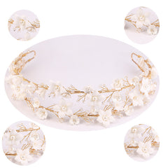 Women's Fashion Double White Ceramic Flower Crown Hair Accessories