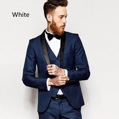 Men's Fashion Simple Solid Color Suit Three-piece Set