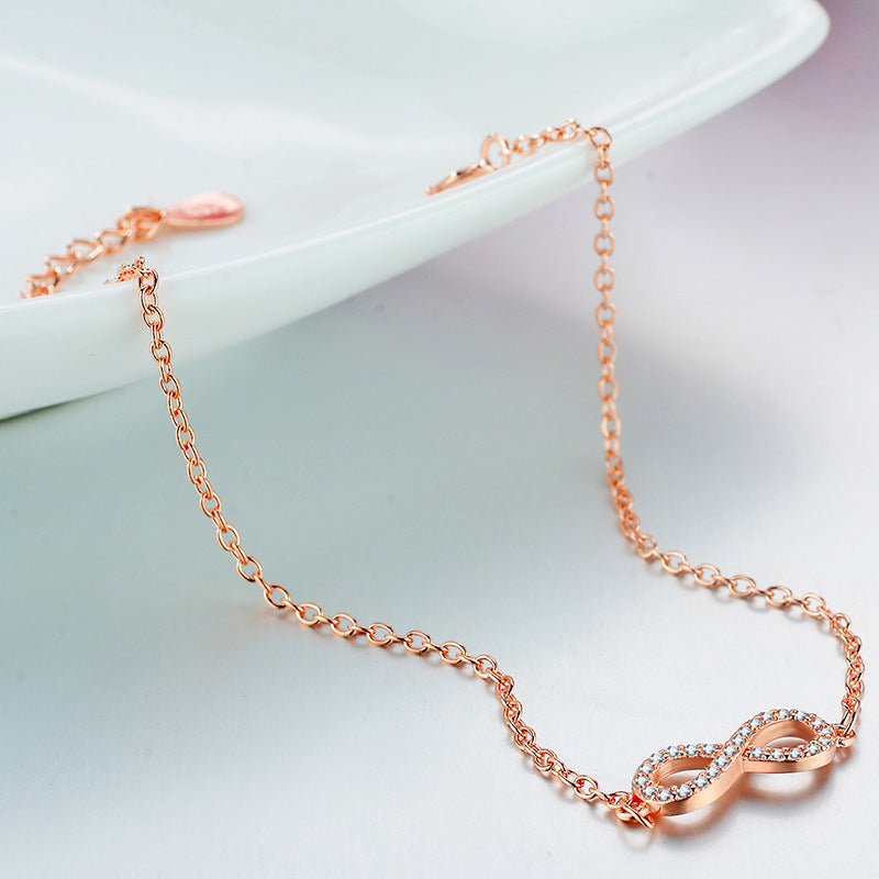 Infinite 8-word Simple Zircon Rose Gold Bracelet