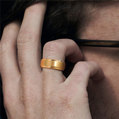 Lasa Chamfered Gold Tungsten Steel Ring