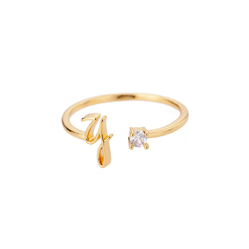 Letters Ring 26 Letters AZ Gold 18K Gold Plated Ring