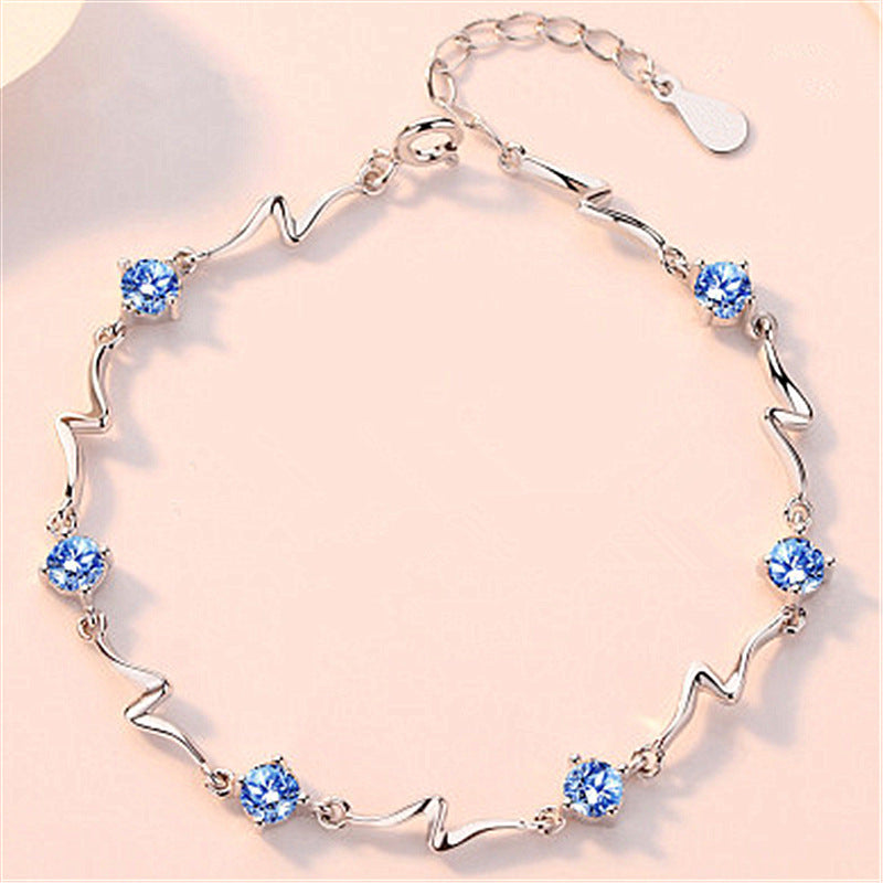 Blue crystal bracelet women diamond lightning bracelet