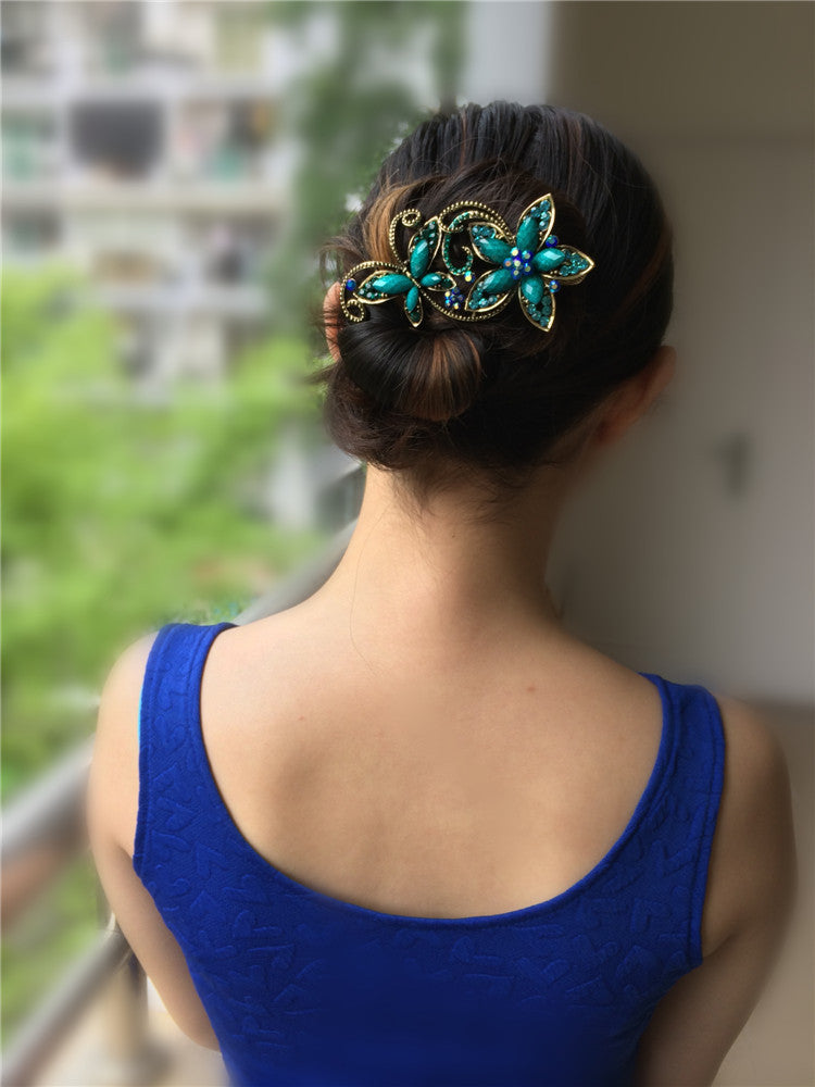 Chinese style retro resin butterfly dish hair clip