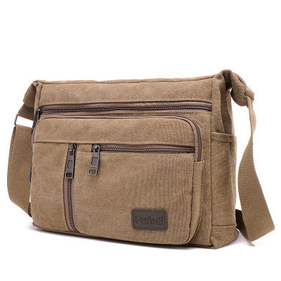 Canvas bag men's horizontal shoulder bag