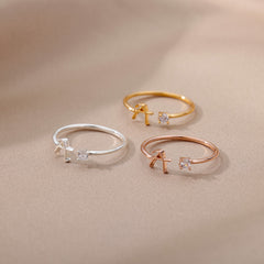 Letters Ring 26 Letters AZ Gold 18K Gold Plated Ring