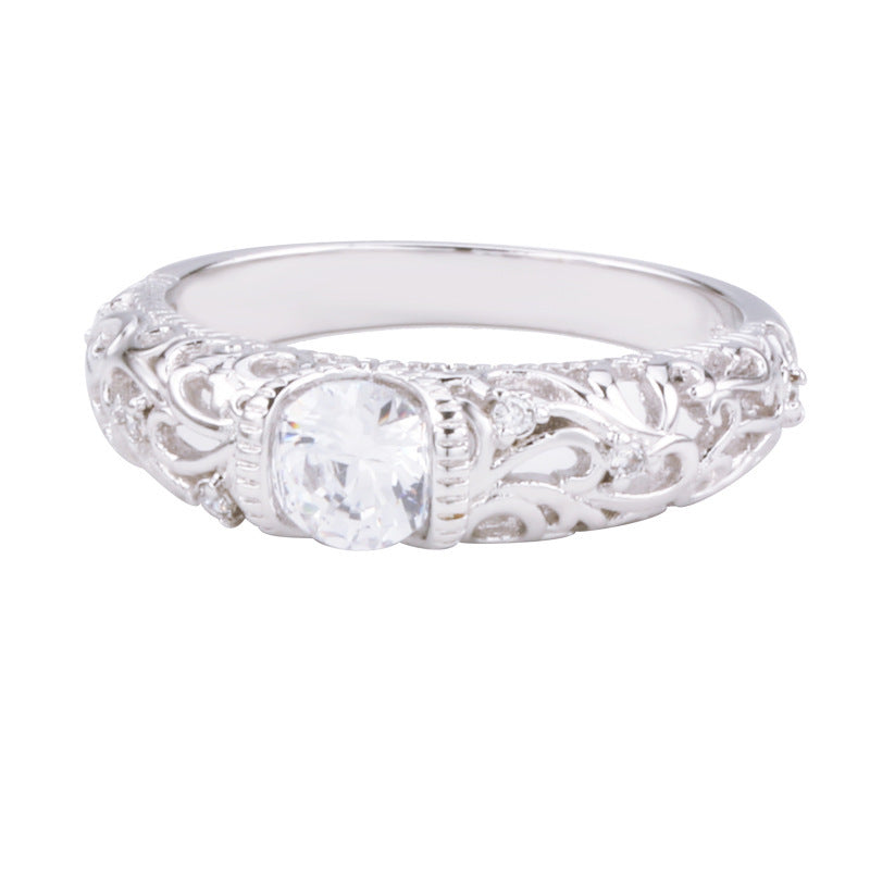 Platinum white gold zircon ring