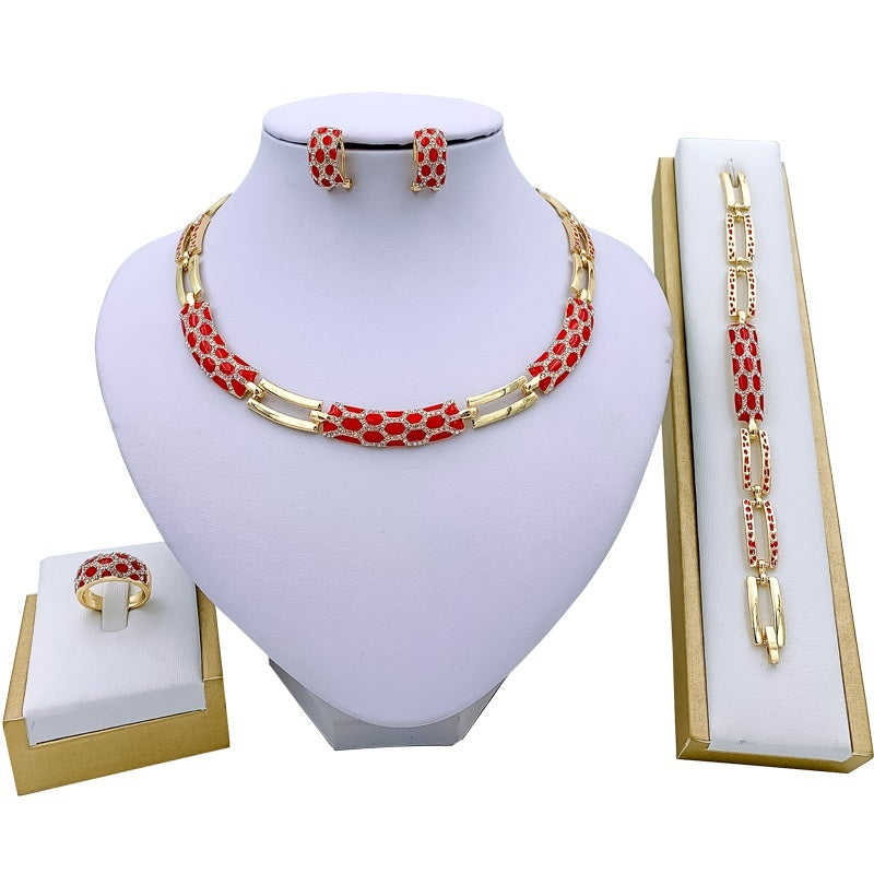 New Korean style diamond earring necklace set