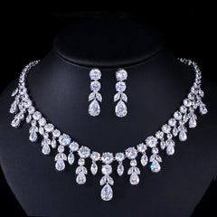 Luxury  Zircon Bridal Party  High-end Accessories  Luxury Water Drop Big Suit Super Flash Zircon Bridal Party Dress High-end Accessories  ellexo shop  jewelry  necklace  pendant  bridal sets  women jewelry  women accessories  trendy jewelry  girls product  fashion  girls fashion  women fashion