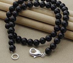 Women's Necklace 8mm Black Round Beads Abs Acrylic Glass Crystal