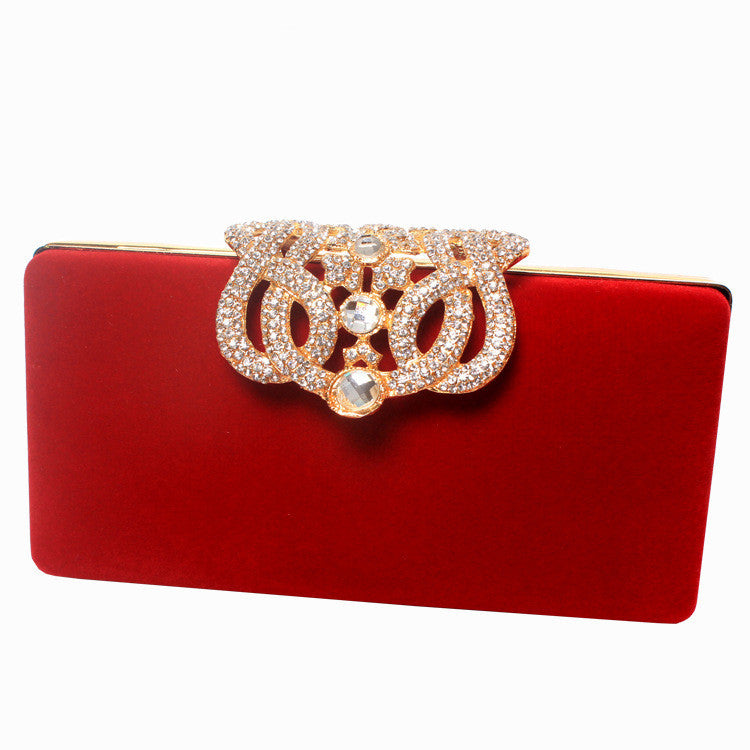 Rhinestone Crown Suede Ladies Bridal Bag