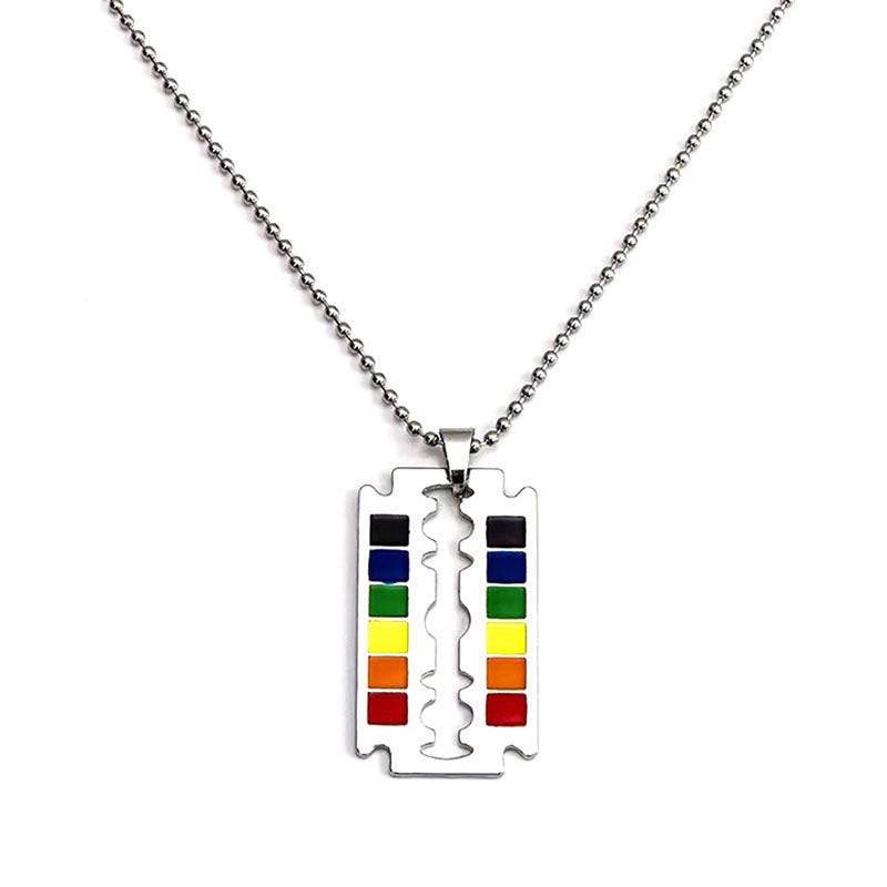 Titanium Steel Men's Color Blade Pendant Necklace