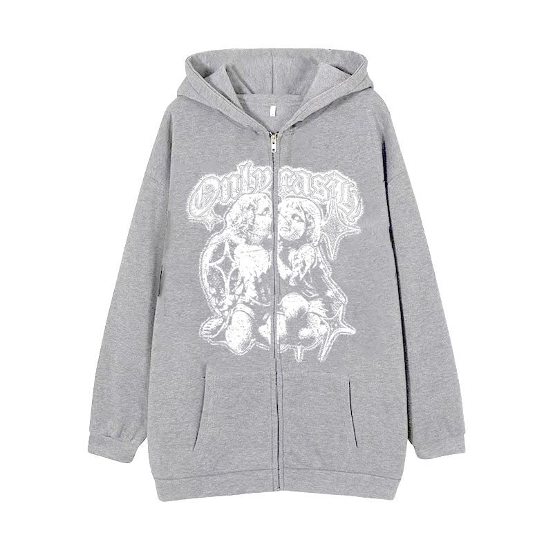 Women’s Casual Angel Wings Zipper Hoodie