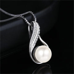 Women's Pearl Pendant Necklace S925 Sterling Silver Young Girl Style