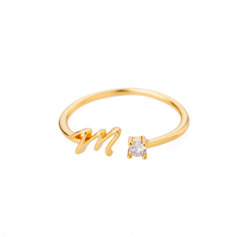 Letters Ring 26 Letters AZ Gold 18K Gold Plated Ring