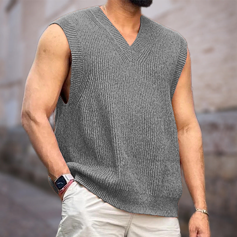 Knitwear Street Slim Fit V-neck Sleeveless Vest