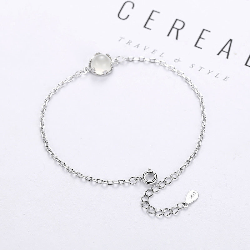 Moonlight Forest Day Korean Version Of Silver-plated Bracelet Girls Cross Chain Flower Bud Hand Jewelry Accessories