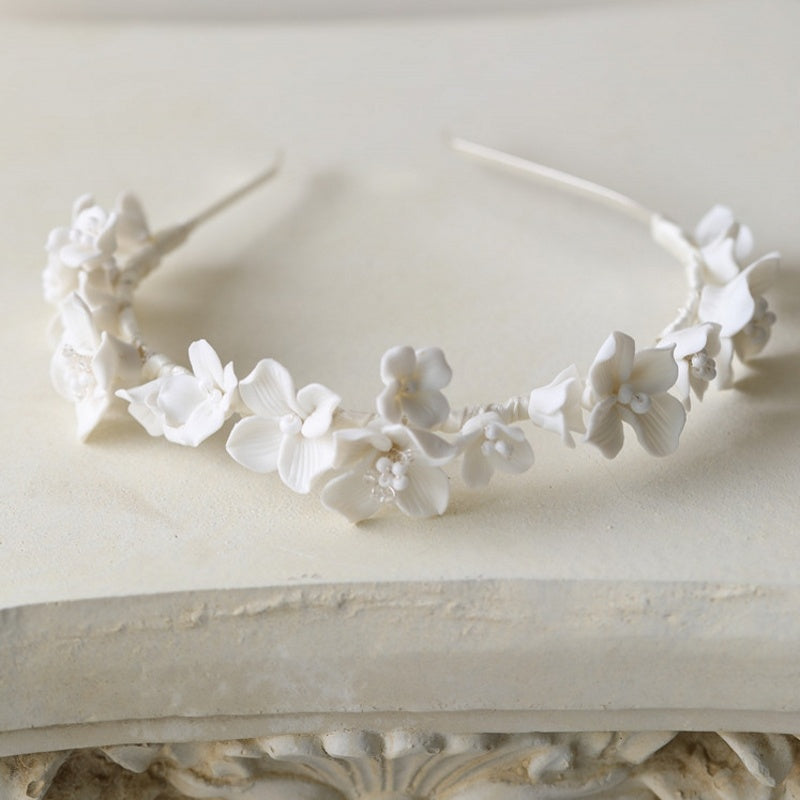 Bridal Ceramic Flower Headband Dense Flower