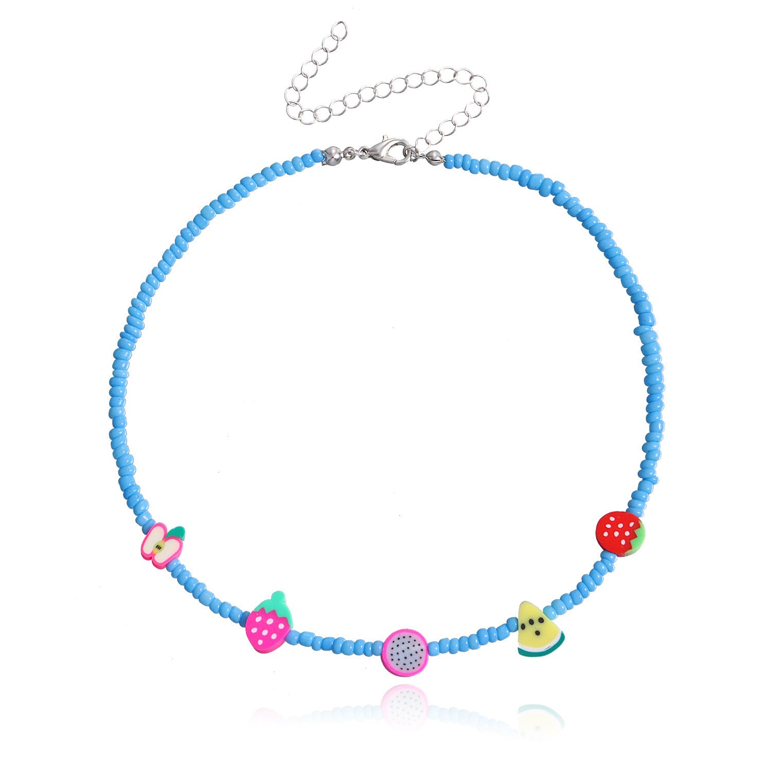 Personalized Colorful Fruit Element Rice Bead Necklace For Women