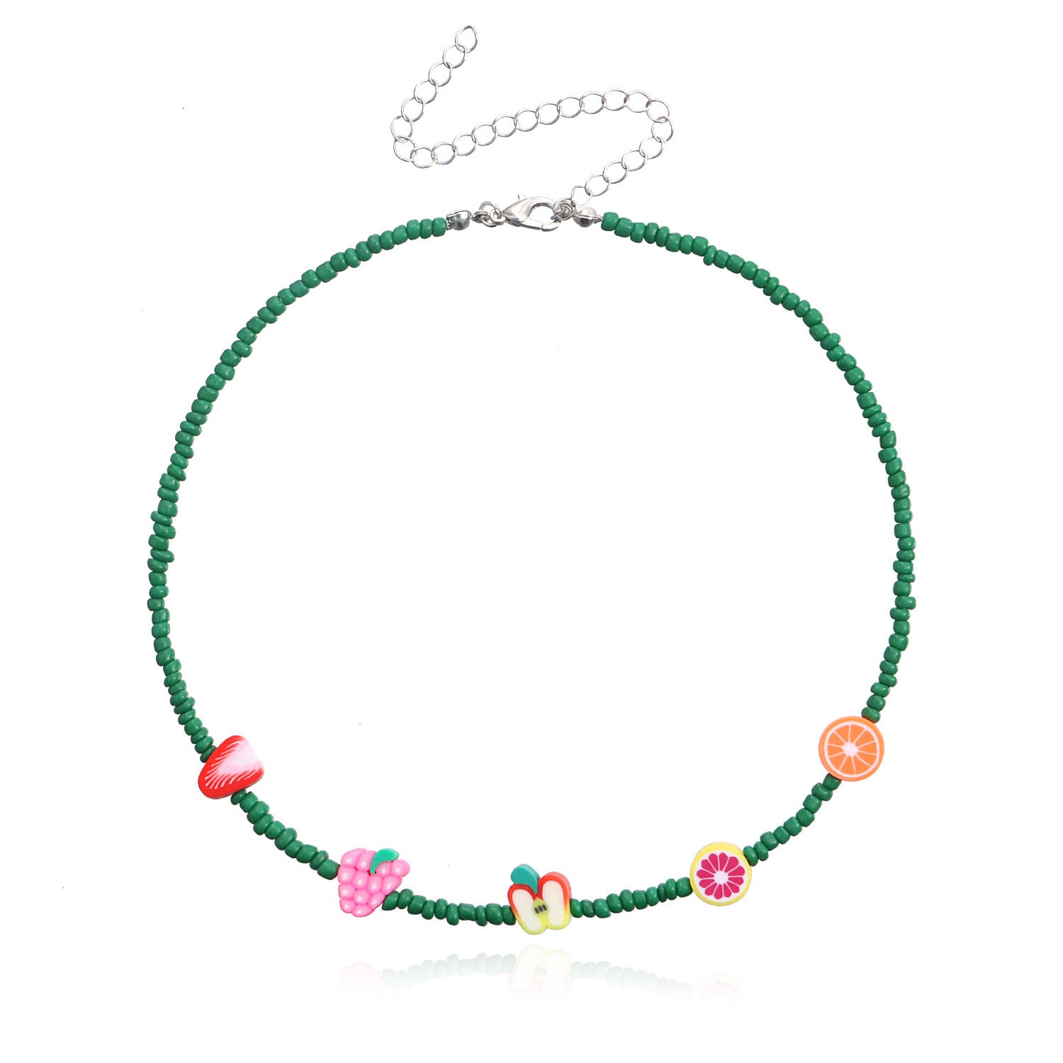 Personalized Colorful Fruit Element Rice Bead Necklace For Women