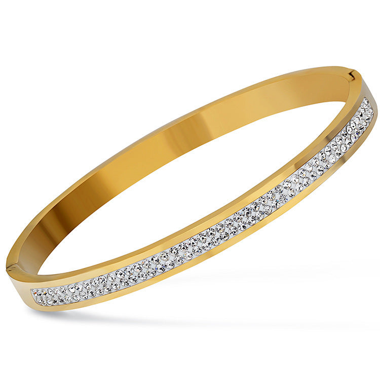 Stainless steel bracelet with diamonds