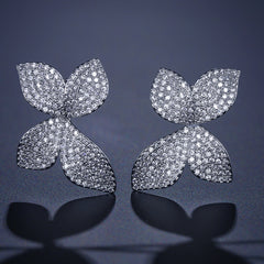 New European and American style earrings four-leaf clover flower diamond luxury earrings factory direct