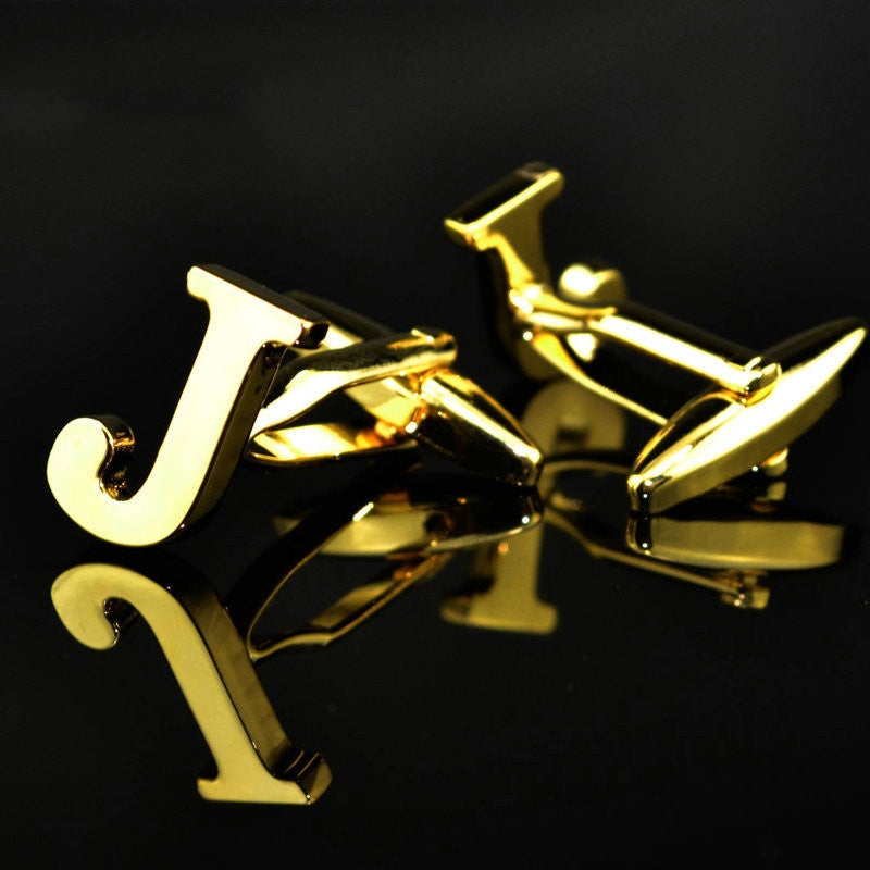 A-Z plated 14K gold letters cufflinks cufflinks