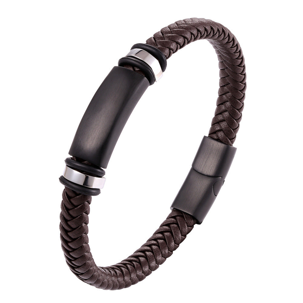 Men's multi-layer braided leather bracelet