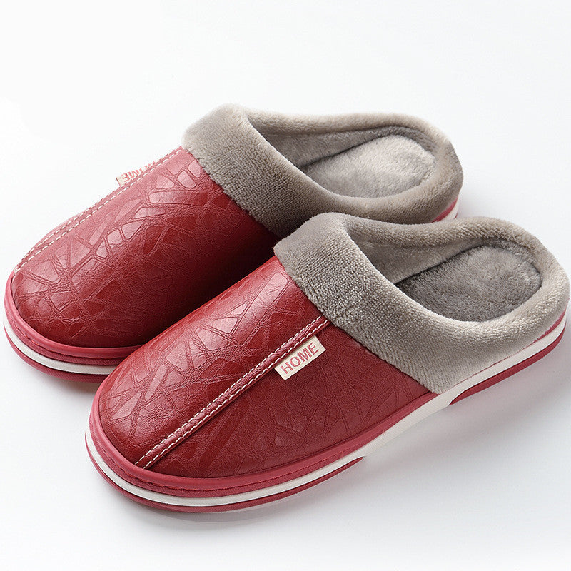 PU waterproof cotton slippers