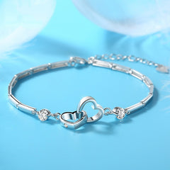 Simple And Sweet Personality Double Heart Bracelet