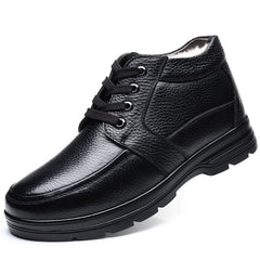 Winter Men's Leather Wool Casual High Top Shoes