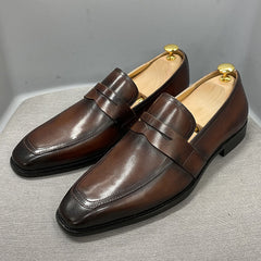 Classic Italian Style Loafers Leather Business Dress Shoes