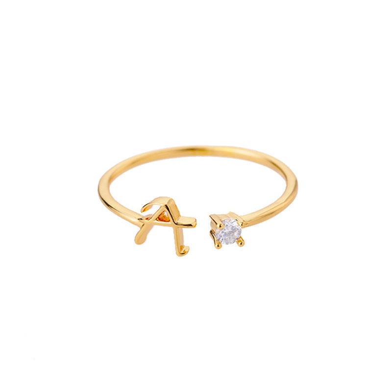 Letters Ring 26 Letters AZ Gold 18K Gold Plated Ring