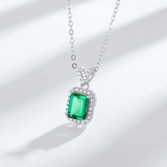 Emerald Pendant  S925 Silver Octagonal Emerald Pendant Necklace  girls product  women accessories  women product  trendy jewelry  jewelry  women products  necklace  ellexo shop  silver  Accessories  fashion  girls fashion  girls accessories  girls products  High-end Accessories  Luxury  New Arrival  pendant  women fashion  women jewelry