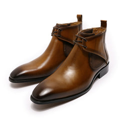 Leather Breathable Martin Boots Men's High-top British Style