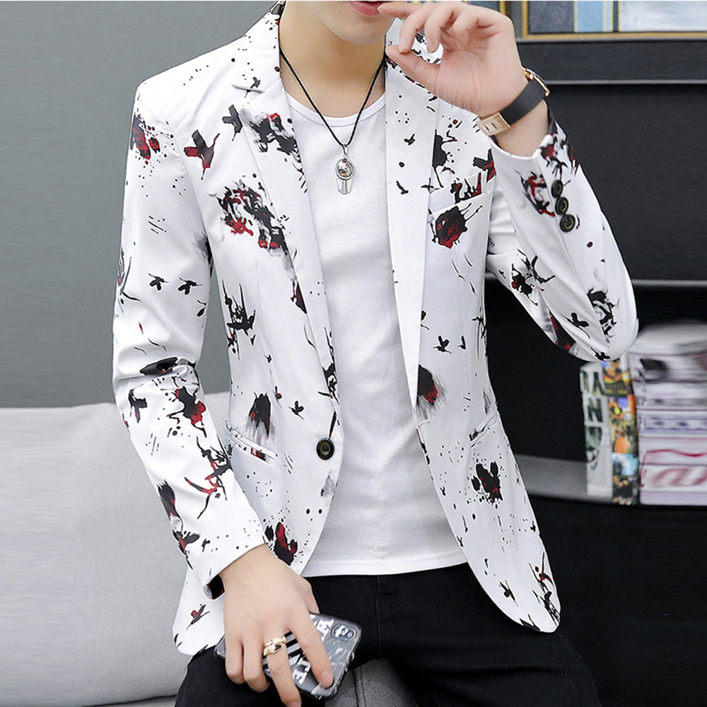 New Men's Casual Slim Fit Color Jacket