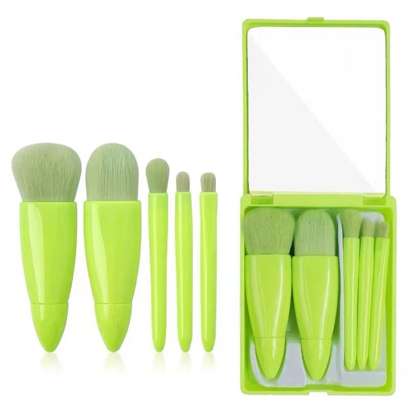 Portable Models 5 Makeup Brushes Suit Mini Multifunctional With Mirror