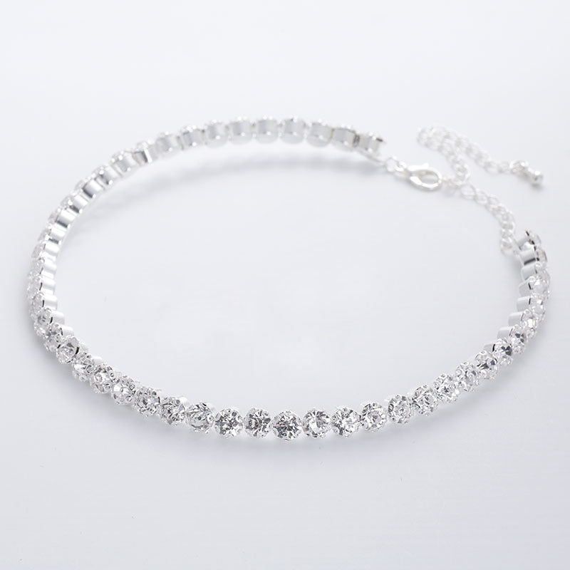 Women's Airy Fashion Rhinestone Single Row Necklace