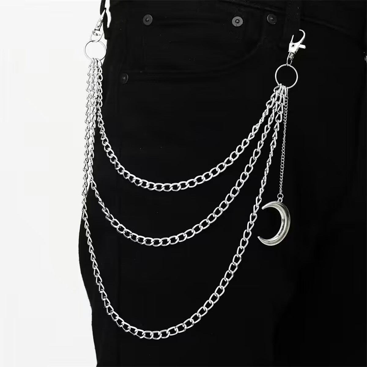 Hip Hop Fashion Metal Crescent Pendant Waist Chain