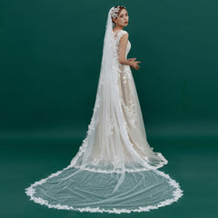 Bridal Fashion Lace Solid Color Long Veil