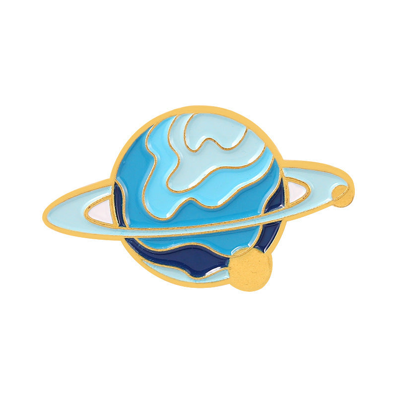 Space Alloy Brooch Planet Enamel Badge