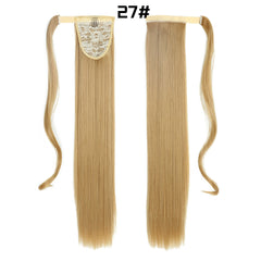 European And American Long Straight Hair Velcro Ponytail